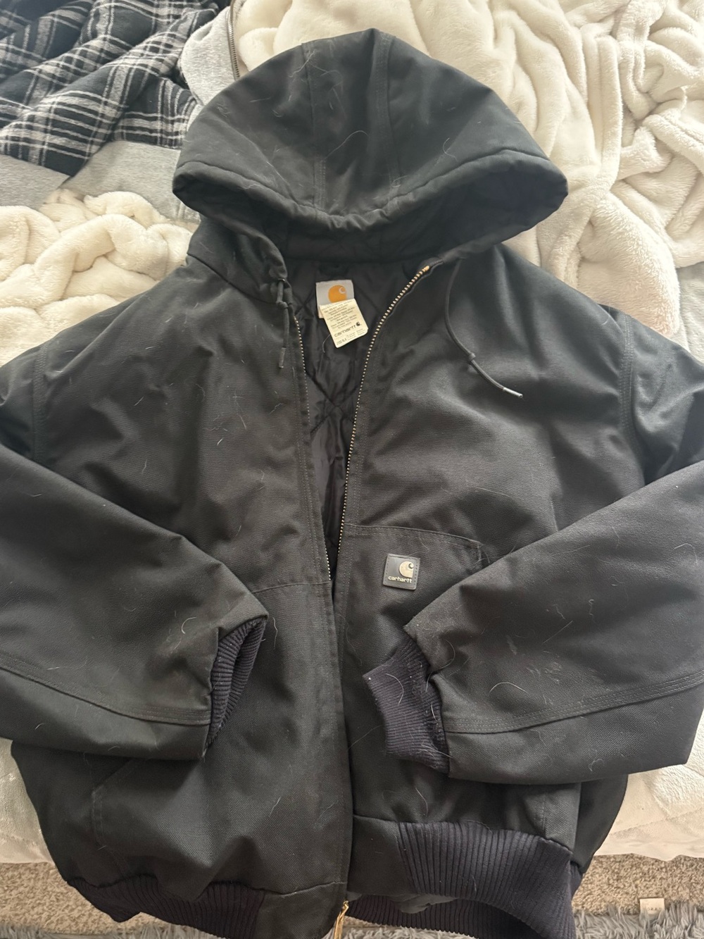 Carhartt Black Hooded Insulated Work Puffer Jacket / RAIN DEFENDER